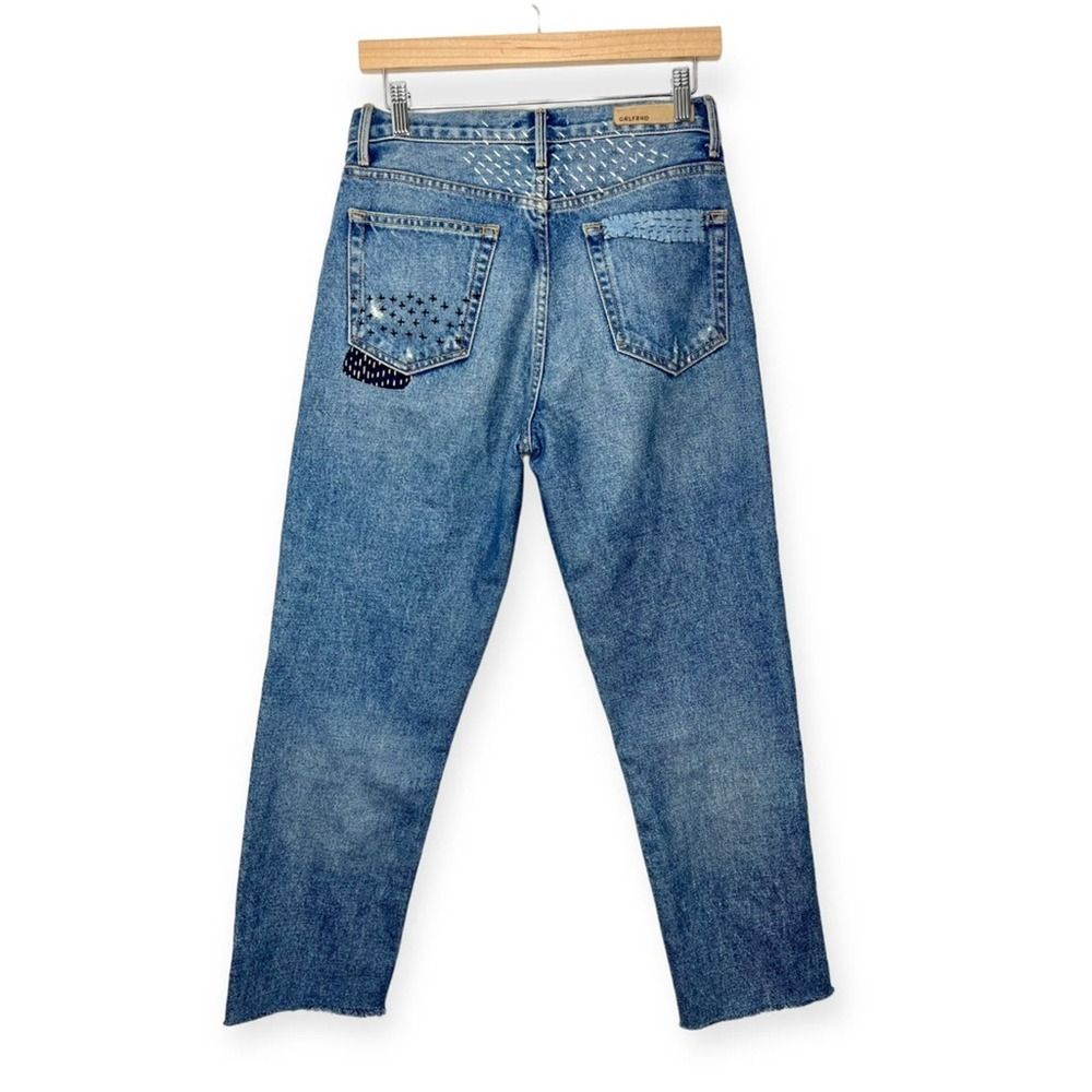 GRLFRND Helena Patchwork Jeans Lean On Me Embroidered Straight Leg Size 26 - Picture 2 of 14